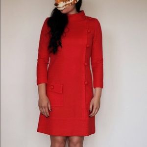 VINTAGE red 60s dress